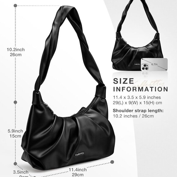 Small PU Leather Shoulder Bag for Women Compact Clutch Purse with Zipper - Picture 4 of 7